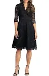 Kiyonna Women's Mademoiselle Lace Cocktail Dress with Sleeves - Onyx