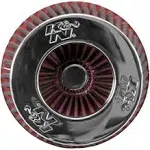 K&N Universal Air Filter Chrome Round Tapered Red - 4in Flange ID x 1.125in Flange Length x 5.5in H