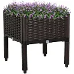 Outsunny Raised Flower Bed Vegetable Herb Planter Lightweight - Brown