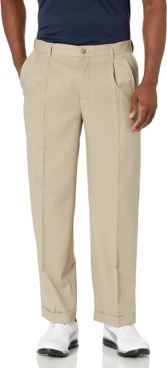 PGA Tour Men's Double Pleated Expandable Waistband Pant