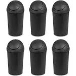 Sterilite 10839006 3 Gallon/11.4 Liter Round SwingTop Wastebasket, Black, 6-Pack