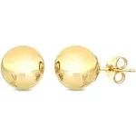 14K Yellow Gold 8mm Shiny Ball Earrings