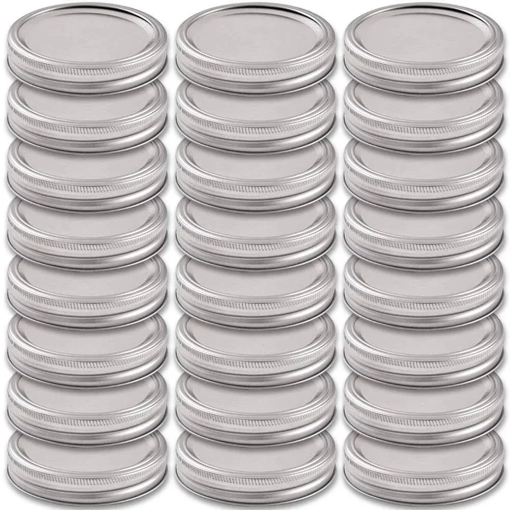 24 Sets Wide Mouth Mason Jar Lids and Bands, Reuseable Metal Mason Jar Canning w