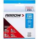 Arrow T50 1/2 in. Leg x 3/8 in. 508 Galvanized, Medium Crown, Chisel Point, 20-Gauge, Heavy-Duty Steel Staples (1,250-pack) 508