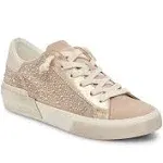 Zina Crystal Sneaker In Gold Suede