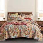 Cotton Bedspread Quilt Sets, 3 Pieces Reversible Comforter Coverlet Sets, Yel...