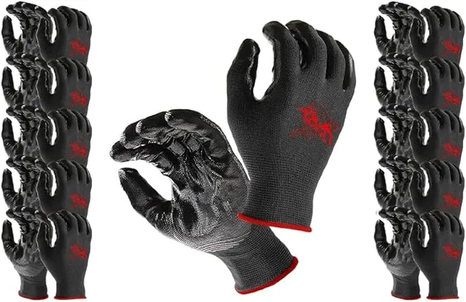 AJ Work Gloves for Men and Women, Premium Quality, Nitrile Coated Grip for Home ...