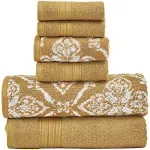 Modern Threads 6-Piece Cotton Jacquard Towel Set, Amaris, Gold