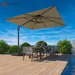 Mondawe 10ft Square Offset Cantilever Outdoor Patio Umbrella with Included Base - Taupe