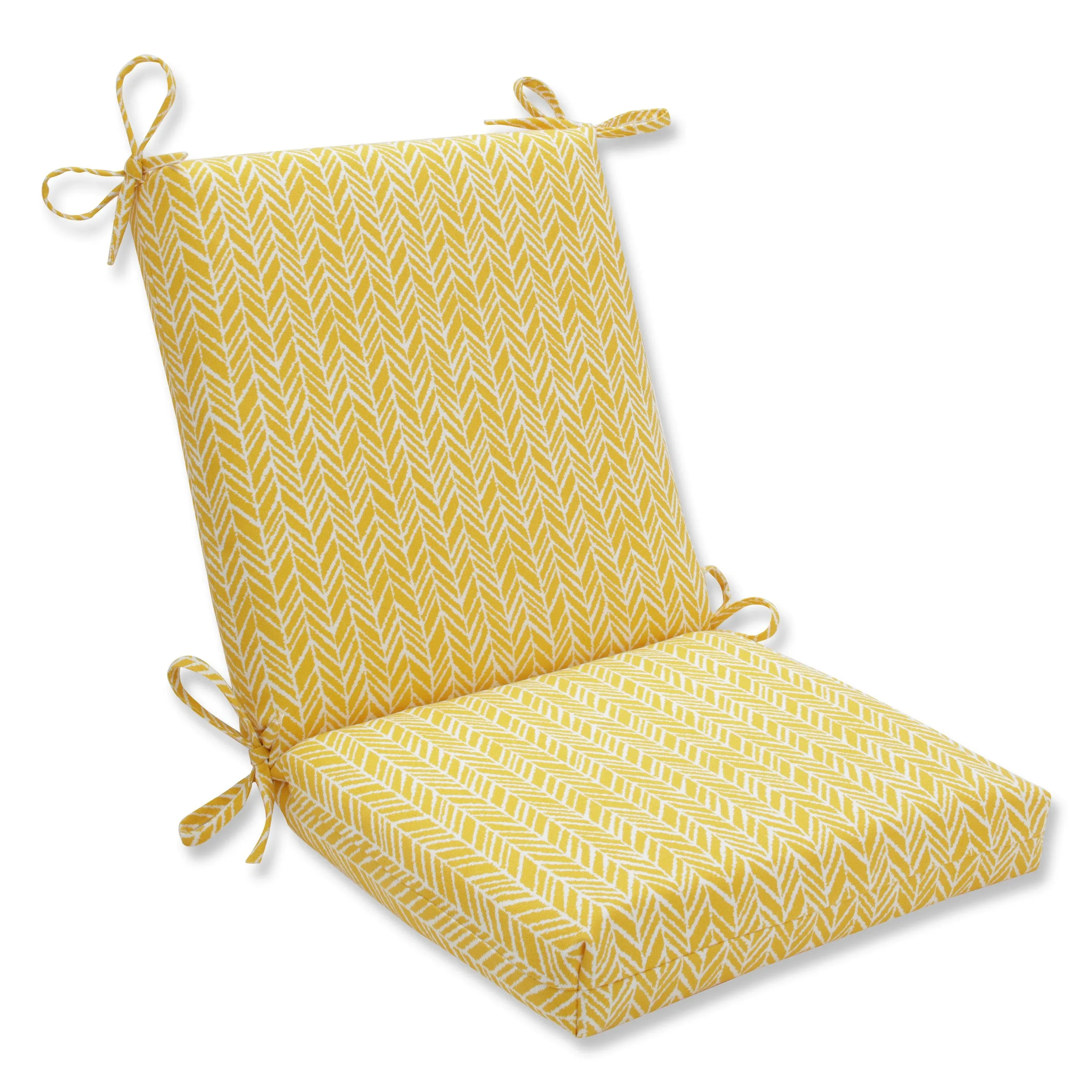 Pillow Perfect Squared Corners Chair Cushion, Egg Yolk