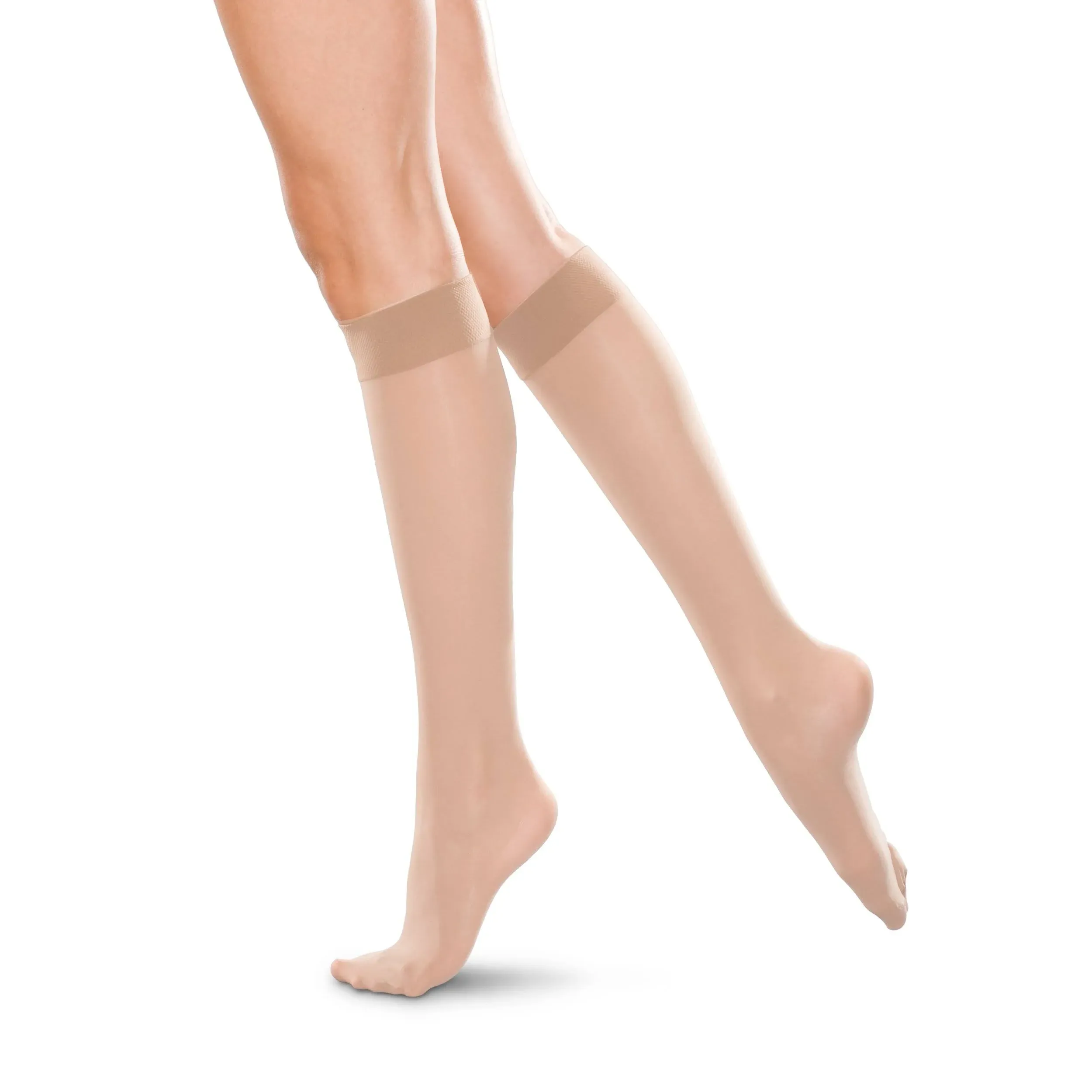 THERAFIRMLIGHT Women's Knee High Support Stockings - 10-15mmHg Compression Nylons (Natural, Medium)