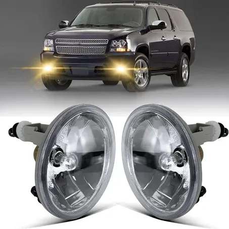 Driving Fog Lights for 2007-2013 Avalanche/ 2007-2014 Chevy Suburban/Tahoe/ 2015-2016 Colorado/ 2010-2013 Camaro/ 2015 Silverado/GMC Acadia/Yukon, 1 Pair Front Bumper Driving Fog Lamps (Clear Lens)