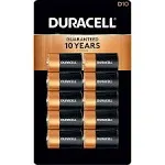 Duracell Coppertop D Batteries, 10 Count Pack, D Battery with Long-lasting Power, All-Purpose Alkaline D Battery for Household and Office Devices