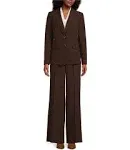 Nipon Boutique Crepe Notch Lapel Collar Long Sleeve Button Front Jacket Pant Set - 14