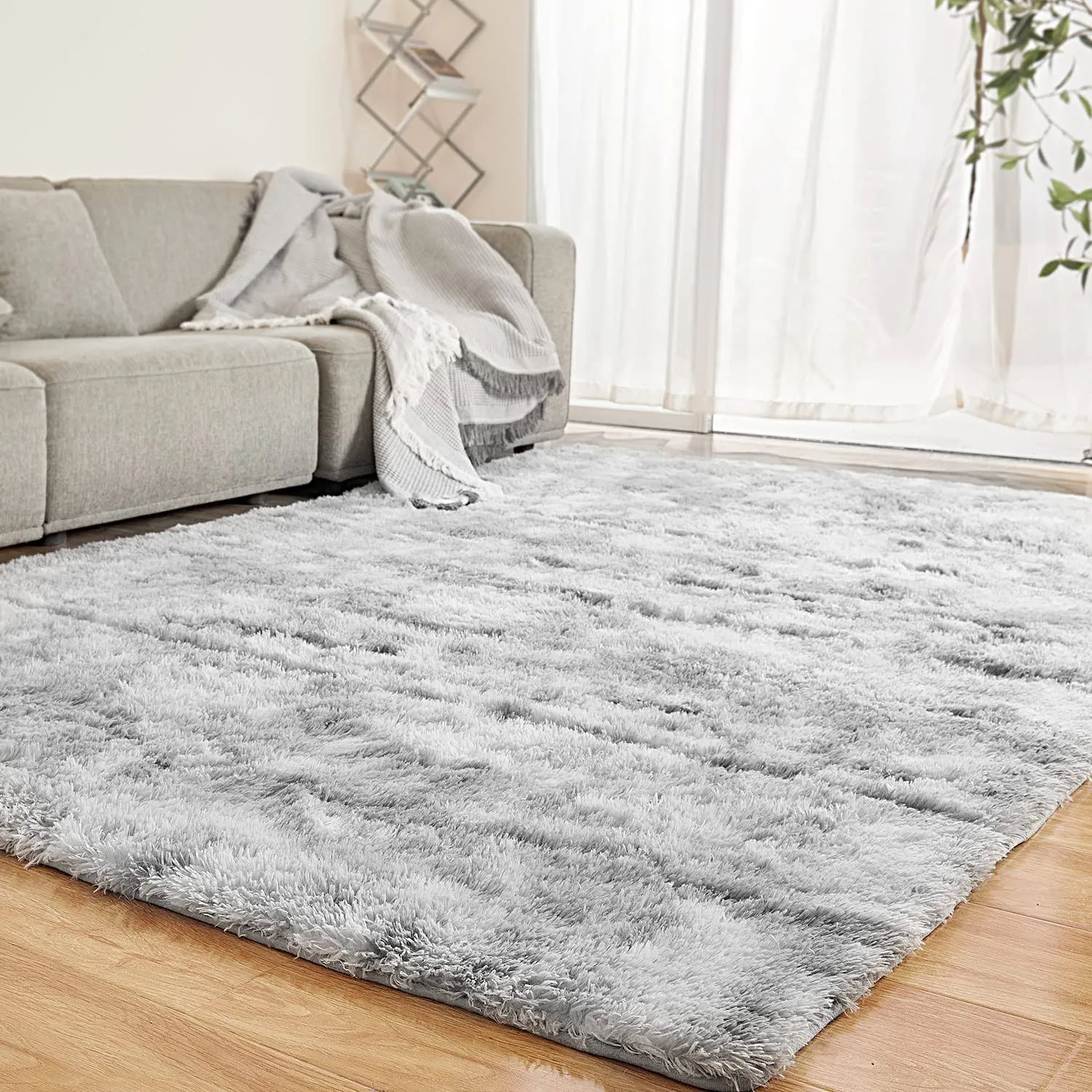 LFHHT Area Rug 6x9 for Living Room Bedroom Large Grey Fluffy Shag Area Rugs for Nursery Dorm Room Home Decor Carpet Shaggy Fuz