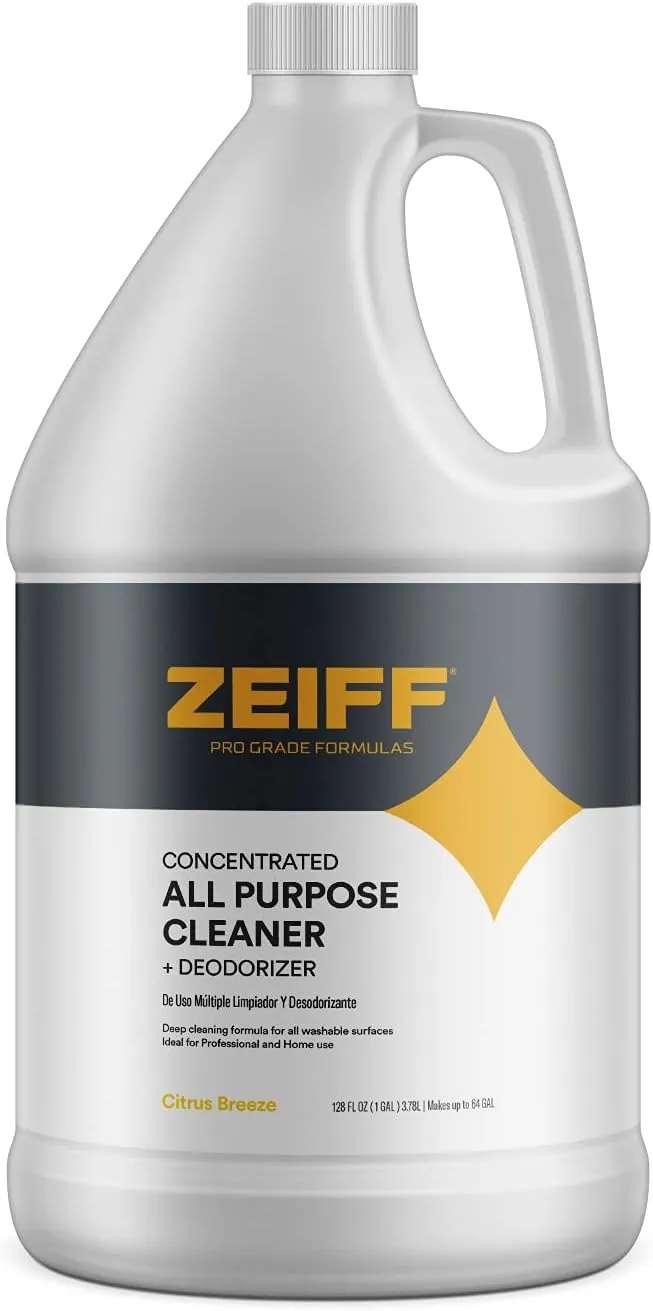 Zeiff Pro-Grade All-Purpose Cleaner & Deodorizer - Deep Cleaning & Odor Eliminating Formula for Professional & Home Surfaces - 1 Gallon Concentrate