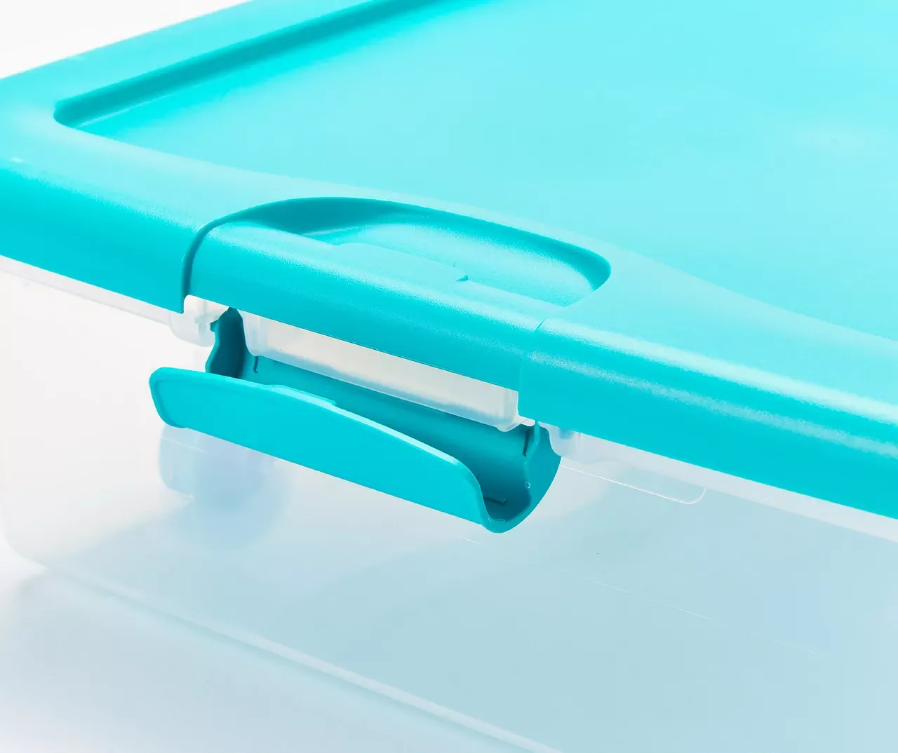 56-Qt. Teal &amp; Clear Wheeled Latch Storage Tote With Lid