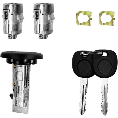 Ignition Switch Lock Cylinder & Front Door Lock Cylinders with Keys | Replacement for 2003-2007 Chevy Avalanche Silverado Suburban Tahoe, GMC Sierra Yukon & H2 | Replace#: 7012945