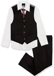 Izod Boys' 4-Piece Set with Collared Dress Shirt, Tie, Vest, and Pants