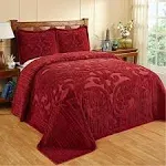 Better Trends Ashton Collection Twin Bedspread, Medallion Design, 100% Cotton, Burgundy