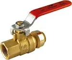 SharkBite 1/2 x 1/2 Inch Ball Valve with FNPT Connector, Push to Connect Brass Plumbing Fitting, PEX Pipe, Copper, CPVC, PE-RT, HDPE, 22182-0000LF