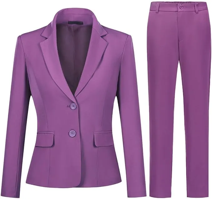 YUNCLOS Women's 2 Piece Office Lady Business Suit Set Slim Fit Blazer Pant