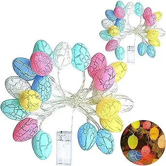 2 Pack Easter Lights Decorations, 3D Jumbo Crack Easter Eggs Fairy String Lights