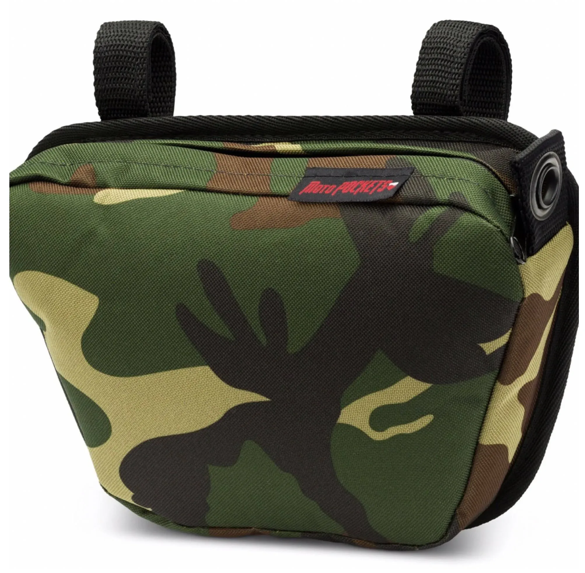 Moto Pockets T-Bar Handlebar Bag Camo Storage Pouch Adjustable Straps 11&#034; 2.5L