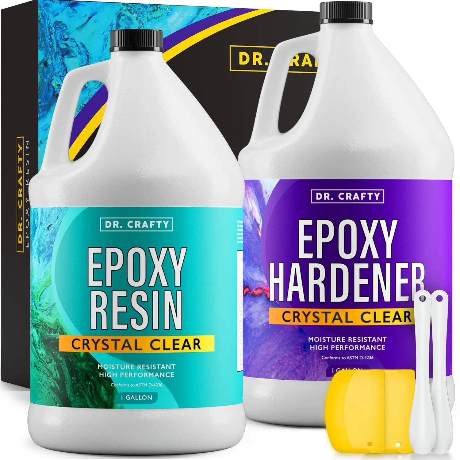 DR. CRAFTY Epoxy Resin Kit - 2 Part, 2 Gallon, Clear, Ideal for Wood Finishes...