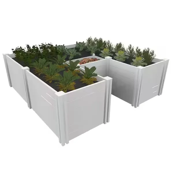 VITA Classic 6'L x 6'W x 22"H Vinyl Keyhole Composting Garden, White, VT17120 VT17120