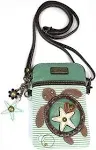 Chala Crossbody Cell Phone Purse - Women PU Leather Multicolor Handbag with Adjustable Strap - Turtle - Teal Striped, Womens, Aqua - Turtle Striped, _