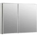 35&quot; W x 26&quot; H aluminum two-door medicine cabinet with mirrored doors, beveled edges