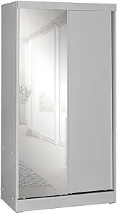 Better Home Products Mirror Wood Double Sliding Door Wardrobe