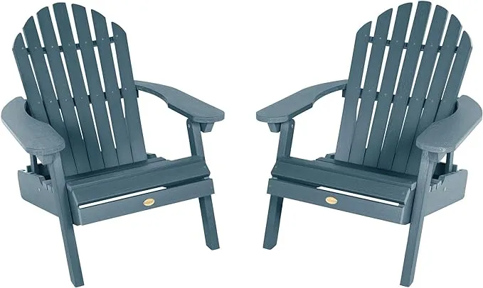 Hamilton Nantucket Blue Folding and Reclining Plastic Adirondack Chair (2-Pack)