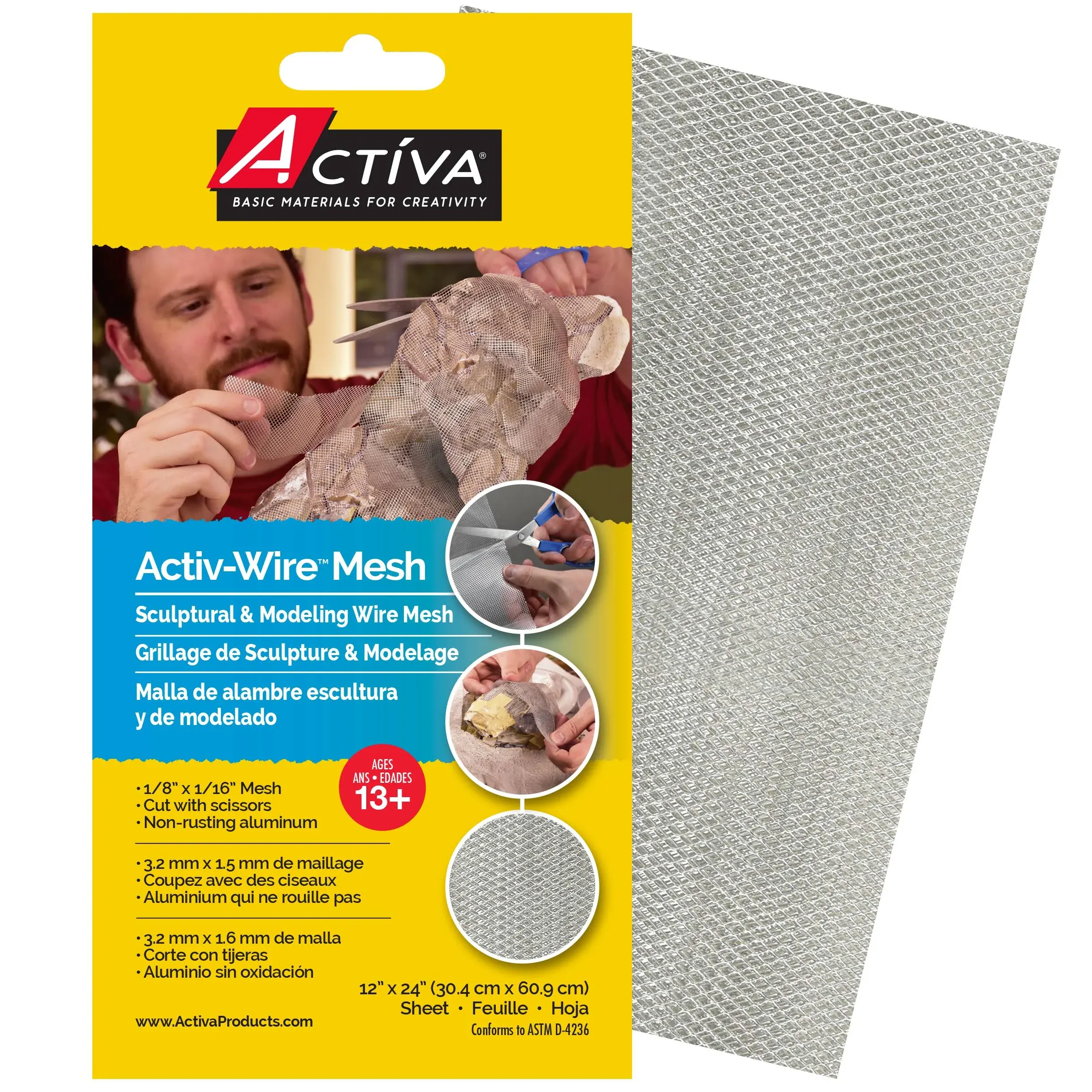 Activa Activ-Wire Mesh Sculptural & Modeling Wire Mesh - Small Weave, 12" x 24"