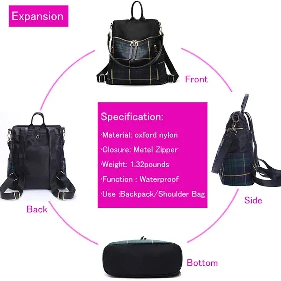 zhongningyifeng Women Backpack Purse Waterproof Rucksack Lightweight Fashion Casual Travel Ladies Shoulder Bag Daypack