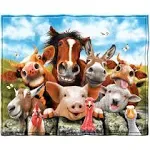 Farm Animals Super Soft Blanket Horse, Donkey, Sheep, Chicken, Pig, Highland Cow