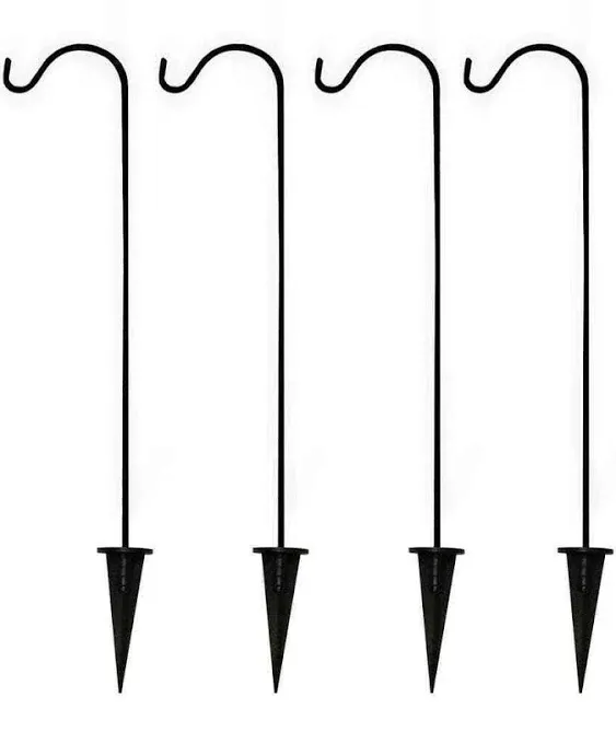 NEW Shepherd Hooks Solar Light Garden Stakes Black