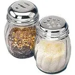 (Set of 2) 6 oz Glass Cheese and Spice Shakers w/ Perforated and Slotted Caps