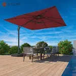 Mondawe 10ft Square Offset Cantilever Outdoor Patio Umbrella with Included Base - Red