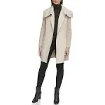 Kenneth Cole Women's Oversized Collar Full Length Wool Blend Jacket