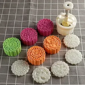 Cookie Stamps 150g 5pcs Moon Cake Mold, Thickness Adjustable Cookie Press DIY ...