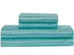 Mk Home LLC Mk Collection 4pc Soft Silky Satin Solid Color Deep Pocket Sheet Set (Aqua Blue, Queen)