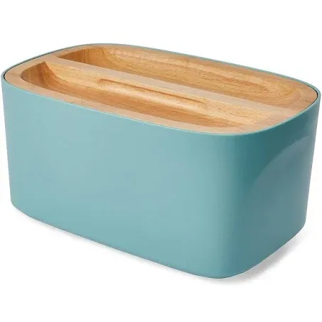 Sonder Los Angeles, Modern Bamboo Fiber Bread Box for Kitchen Countertop with Reversible Wood Serving Lid, Homemade Bread Storage 14.25 x 9.25 x 7in, Storage Bin and Bread Container