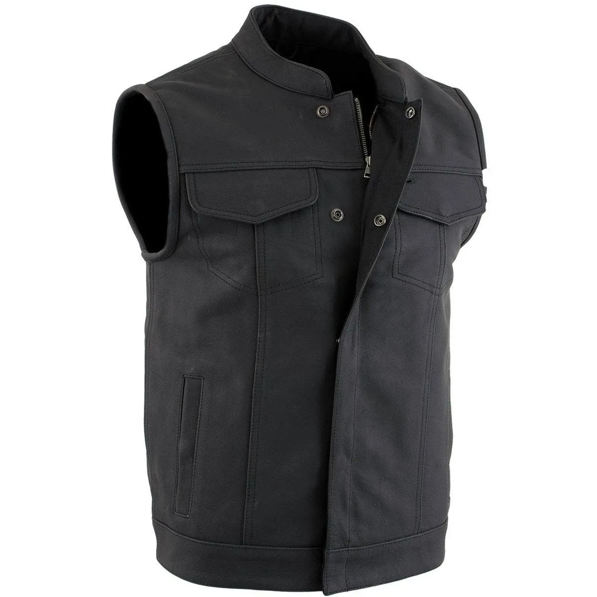 Xelement Men's 'Barrage' Leather Motorcycle Club Vest