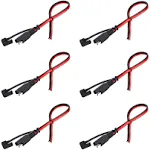 SAE Connector DC Power Extension Cable 16 AWG Automotive Battery Quick Disconnect Pigtail Wire Harness with Dust Cap (6 Pcs 1.2 Foot)