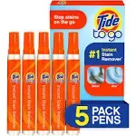 Tide to Go Instant Travel Stain Remover Pen, Rescue Clothes from Blood, Wine and Other Tough Stains, 5 Count (Pack of 1)