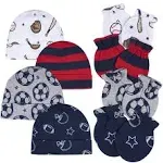 Gerber 8-Piece Baby Boys All Star No Scratch Mittens & Caps Set