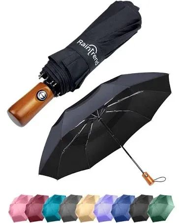 Premium Umbrella Windproof Travel Umbrellas for Rain - Compact Small Portable Folding Automatic Strong Wind Resistant Large Double Canopy, Womens Mens Umbrella for Backpack Car Purse