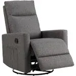 Edx Swivel Glider Rocker Recliner Chair with Adjustable Backrest and Footrest for Nursery Living Room Bedroom Grey